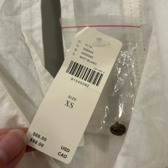 Anthropologie Pilcro Ruffle Neck Linen Swing Blouse Cream Size XS NWT - Picture 7 of 10